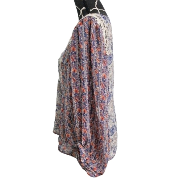 Anthropologie HD IN PARIS Chinoiserie Peasant Blouse Asian Floral Boho - Picture 4 of 9